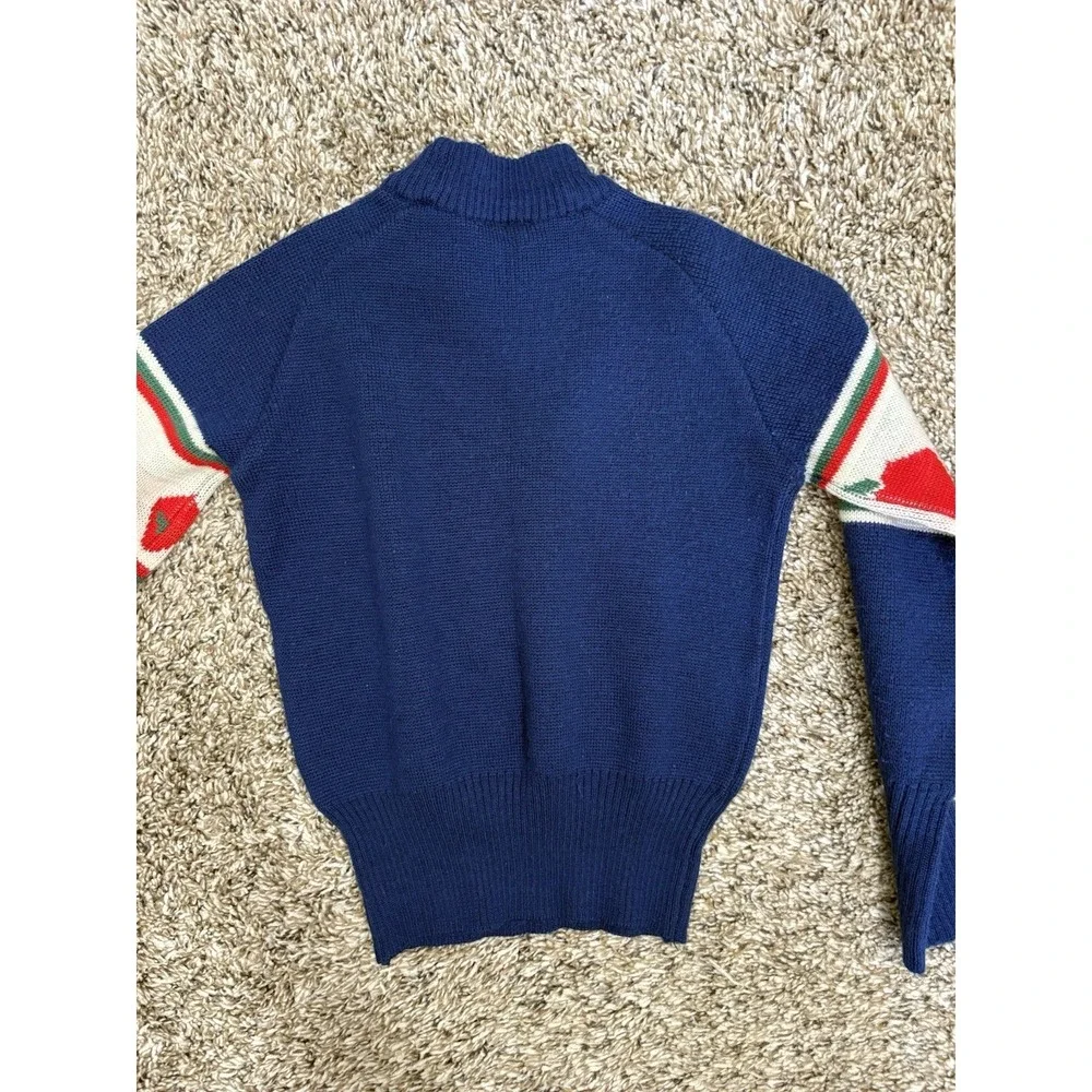 Vintage 80s 90s Kid's Hot Gear Blue Apple Sweater Size XS 5/6 Wool Blend